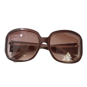 Coach Emron Large Frame Brown Bug Eye Sunglasses Tan Y2K 2000s Preppy Logo